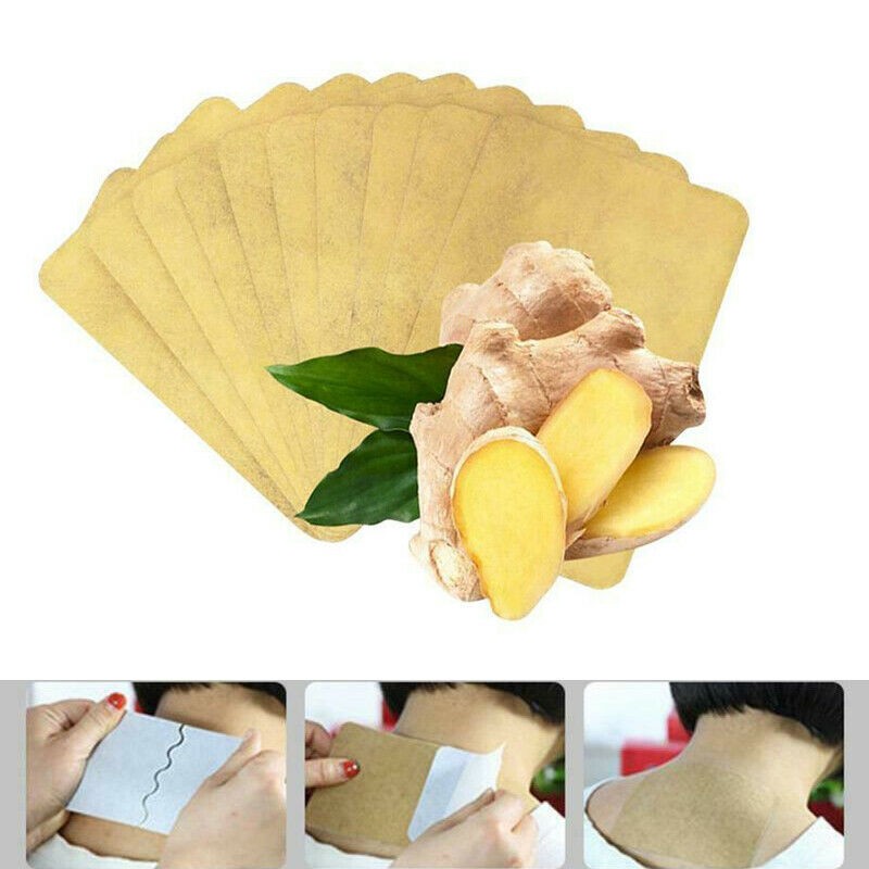 10pcs Ginger Detox Patches Body Neck Knee Pad Herbal Pain Relief Health Care Body Detox Foot Patch Ginger Adhesive Pads TSLM1