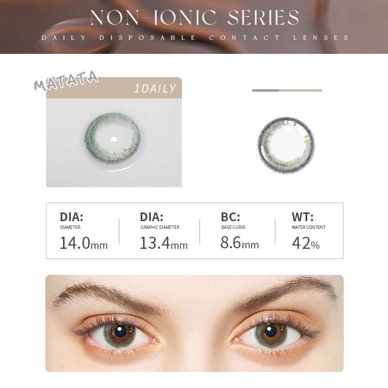 Mitata 10 Pcs (5 Pairs) Rock Green Colored Contact Lenses With Diopter Aim Fresh Lady Daily Eye Color Contact Lenses