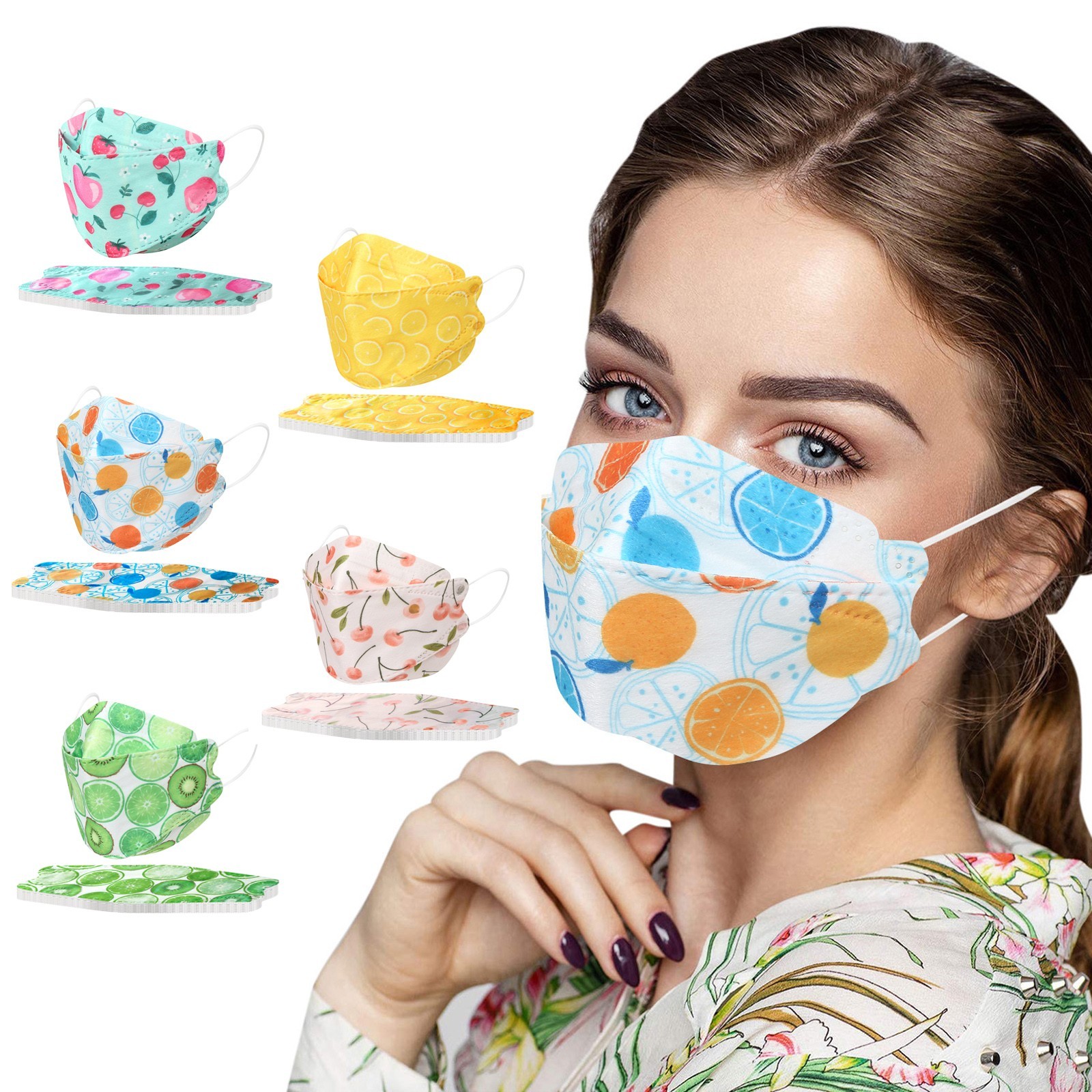 24 Colors KN95 Masque Face Masks 10pcs Adult Tie-dye Patterned Fruit Printed Mouth Cover Mascarillas FPP2 Mask FFP2 CE Face Masks