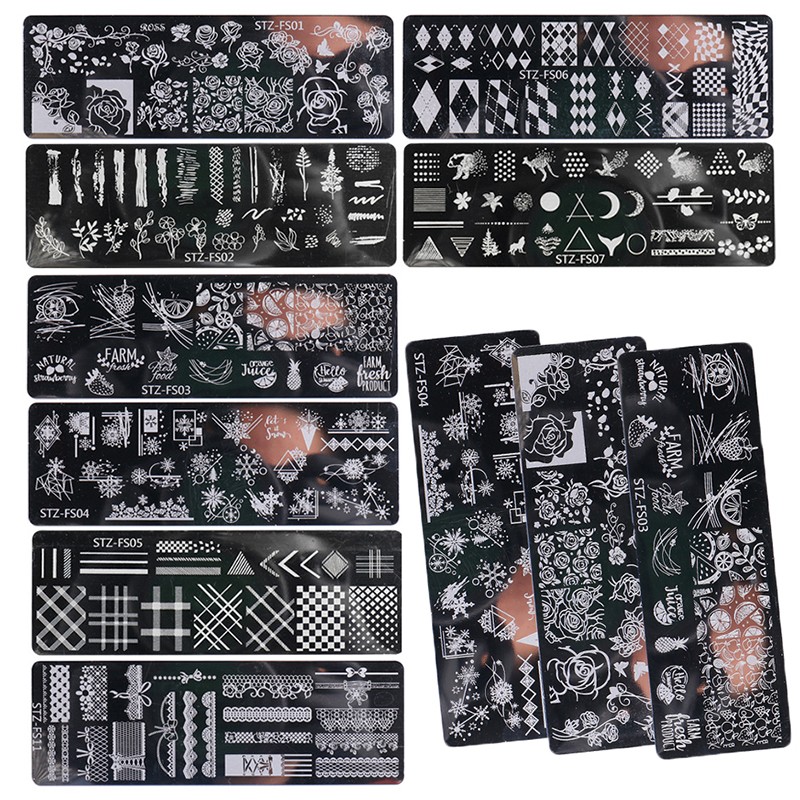 Nail Art Transfer Templates DIY Stencil Nail Stamping Plate Diamond Stamping Floral Printing Animal Manicure ? stencils accessories