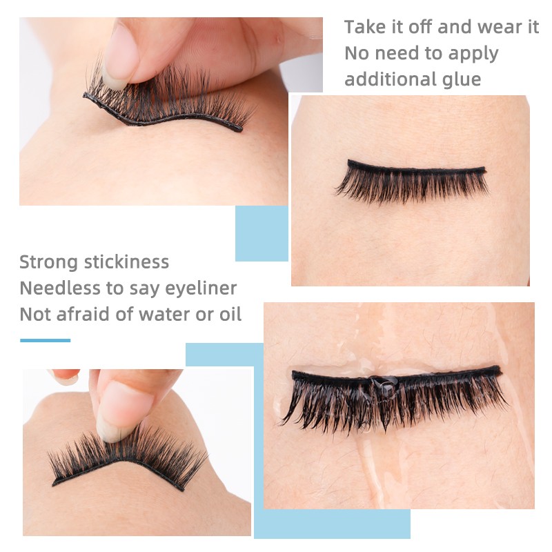 5 Pairs - Reusable Self Adhesive False Eyelashes With Adhesive Tape Natural Waterproof Eye Lashes To Wear No Glue Needed