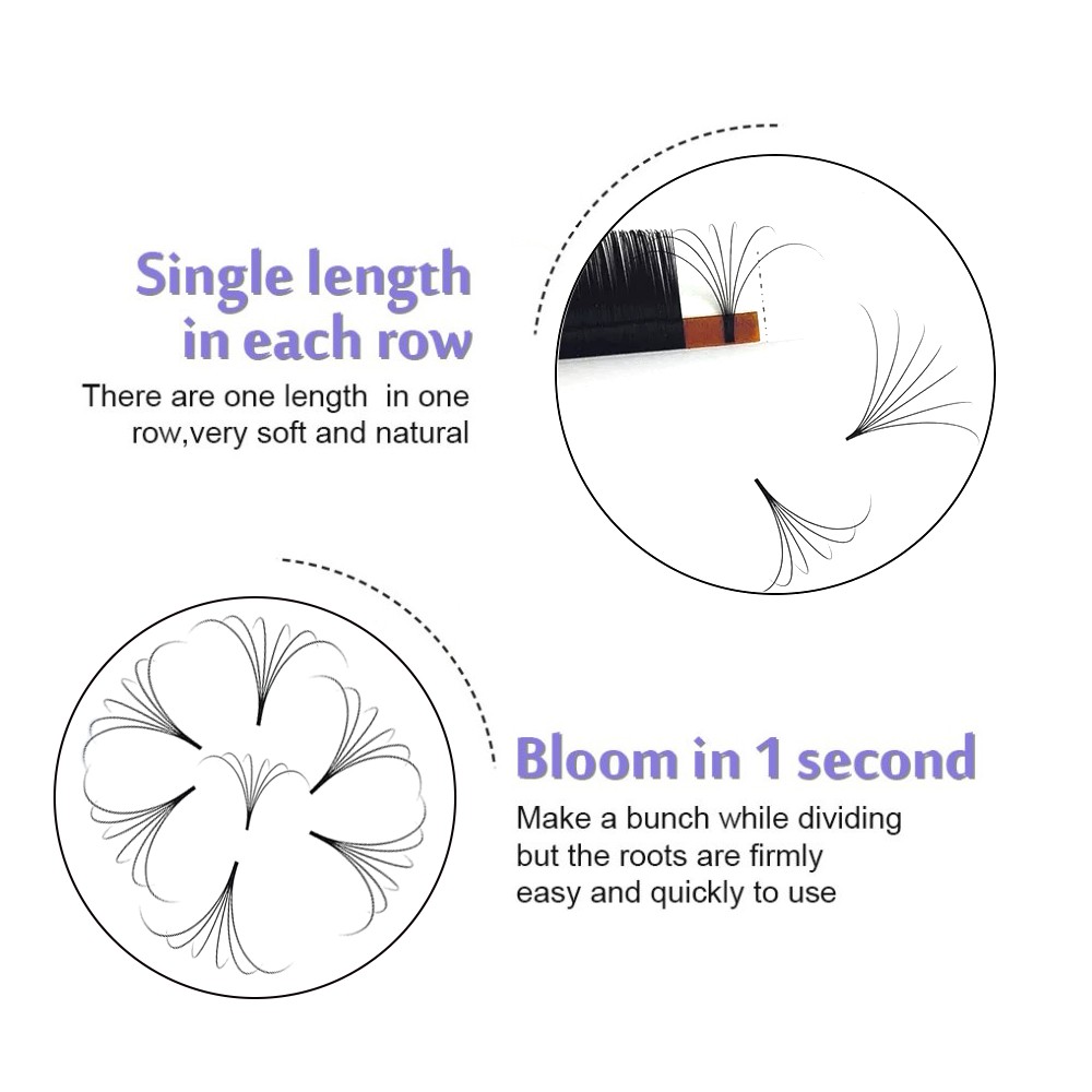 MASSCAKU Make Up Super Long Easy Fanning False Eyelash Extension 8-20mm Fast Blooming 2d-20d Fanning Lashes for Building