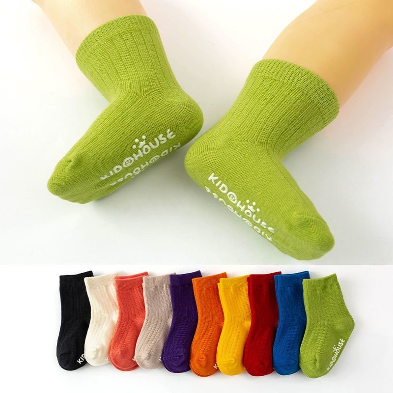 Lawadka 4pairs/lot 0-24m Spring Autumn Newborn Baby Girl Boy Socks Solid Cotton Anti Slip Casual Infant Socks For Boys Girls