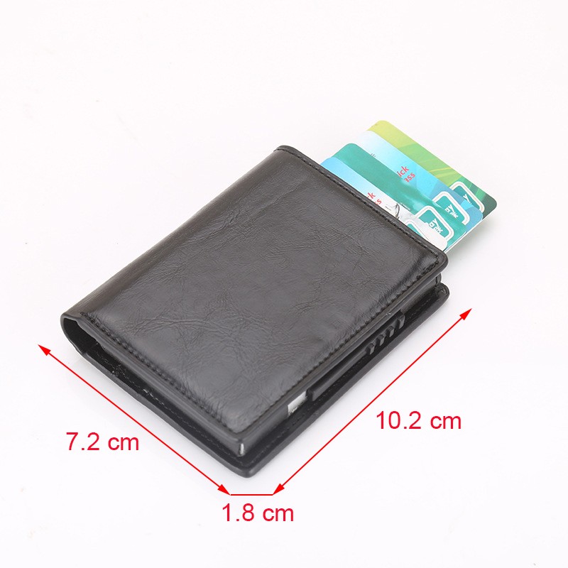 Men's Wallet Pop Up Rfid Cards Wallet Leather Slim Thin Wallet Male Short Money Wallet Smart Small Black Magic Wallet