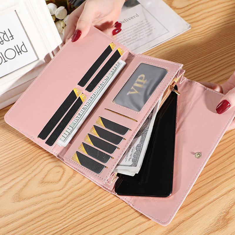 New Women Wallet Lady Clutch Leather Patterned Hasp Female Wallets Long Length Card Holder Phone Bag Money Coin Pocket Ladies Purses