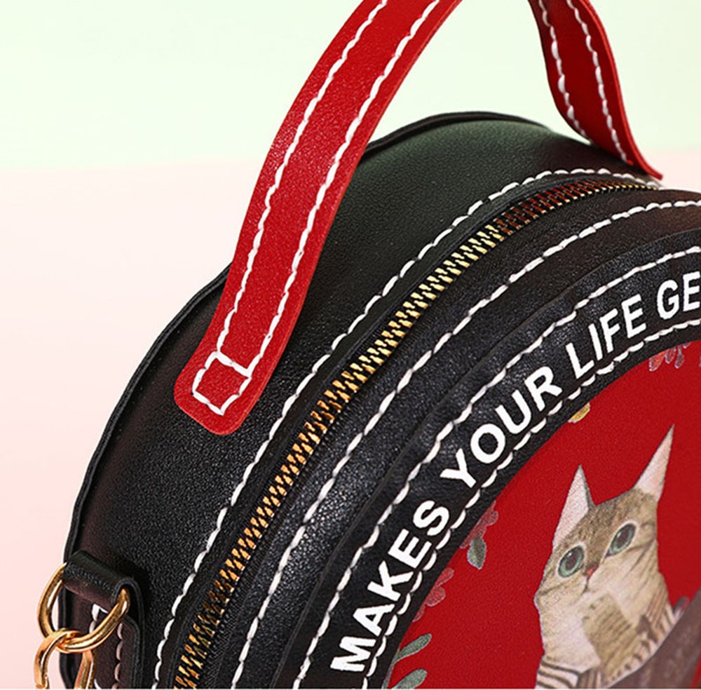Round PU Cat Kitten Material Bag Set for Phone Handbag Sewing Bag DIY 0070