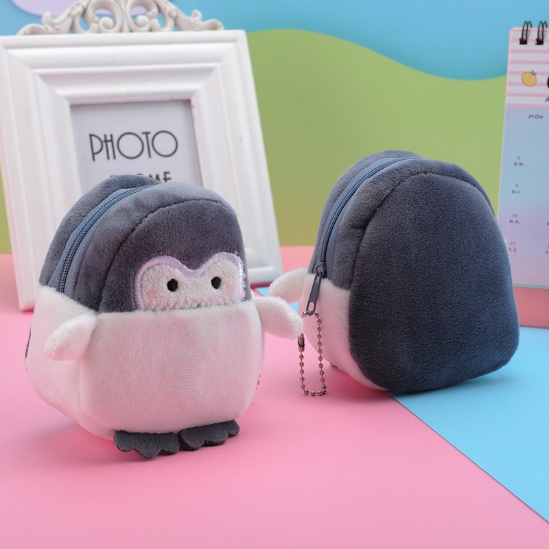 1pc Kawaii Penguin Plush Purse Coin Card Bag Wallet Pendant Ornaments Storage Bag Plush Toy Lipstick Bag For Kids Gift