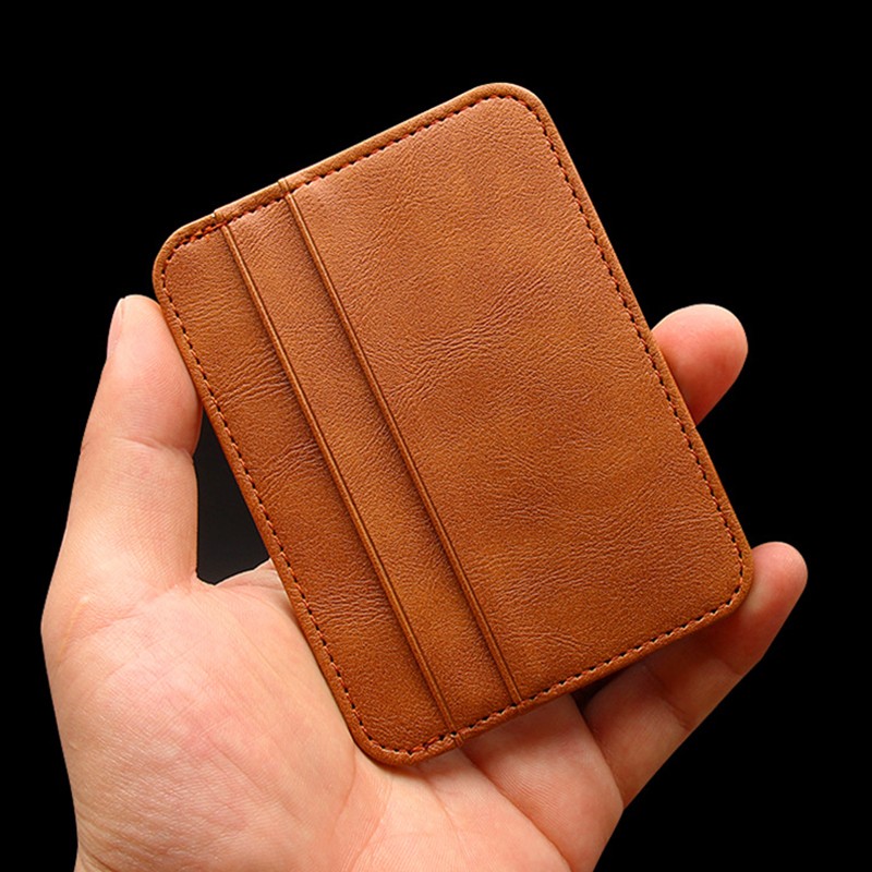 New Thin Mini PU Leather Wallet Slim Bank Credit Card Holder 5 Slots Business Mini ID For Men Women Coin Purse Card Holder