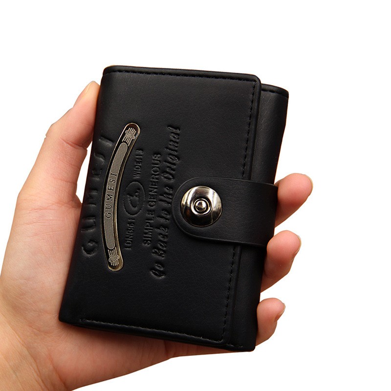 2022 Vintage Luxury Leather Men Wallet Short Slim Male Purses Money Clip Credit Card Dollar PU Leather Wallet Men's Wallet Card