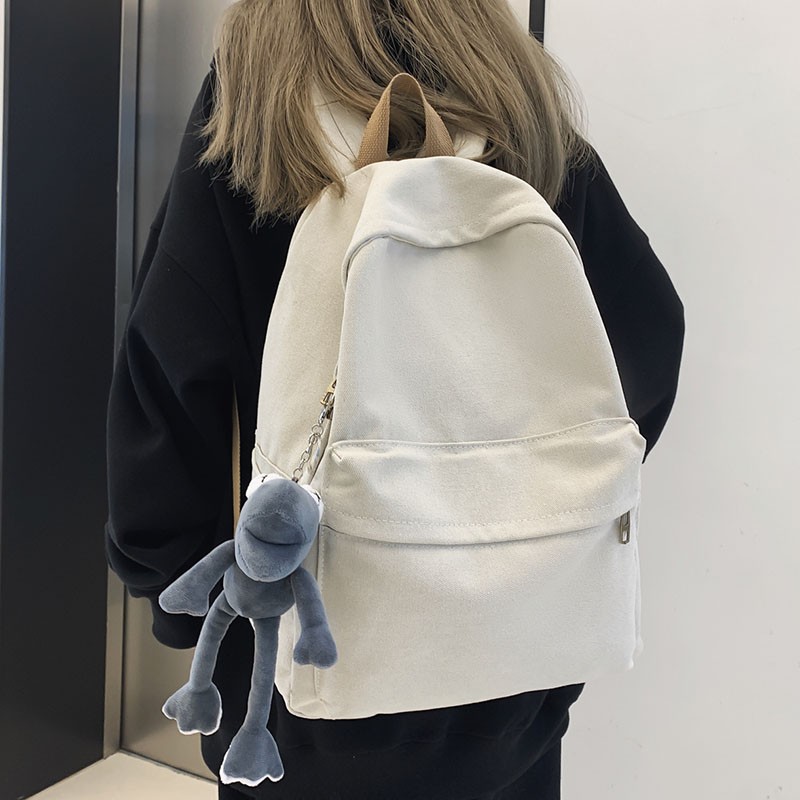 Fashion Canvas Women School Bags School Bags For Teenage Girls High Quality Solid Color Backpack Women Travel Book Bag