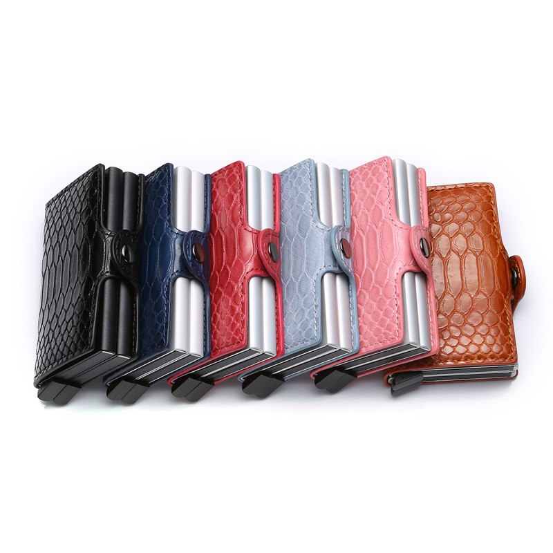 Women Counter Rfid id Credit Card Holder Case Wallet Crocodile Business Bank Card Holder Bag Pink Creditcard Visit Card Holder Trolley