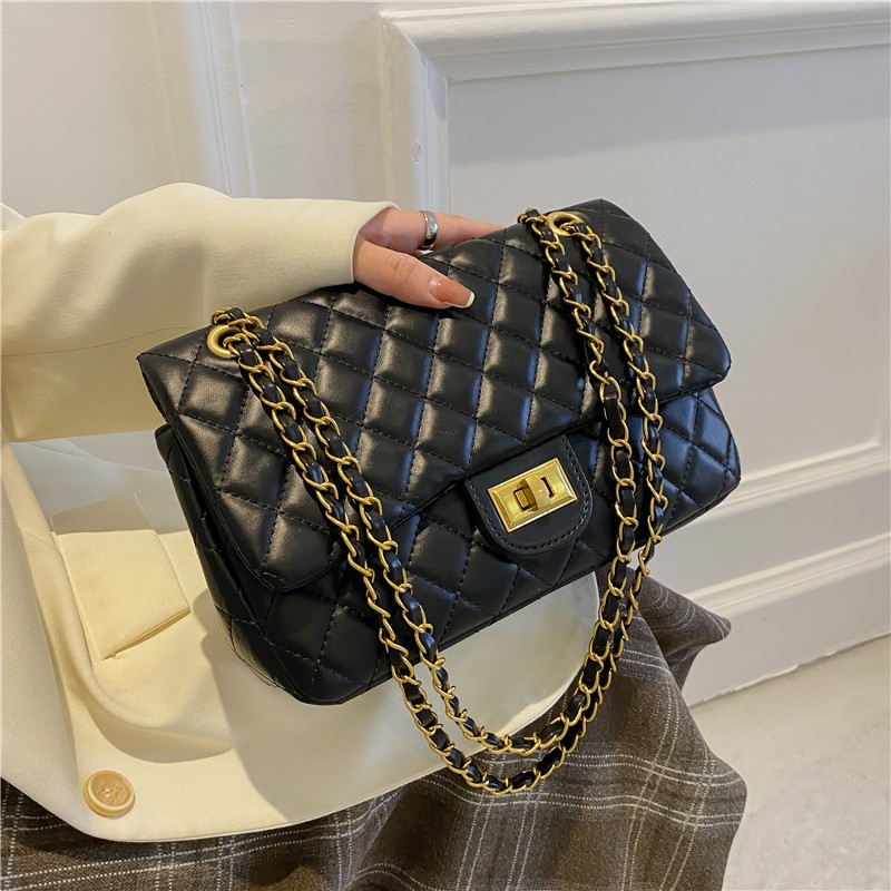 Hot Sale Classic Women Quilted Chain Shoulder Bag Good Quality PU Leather Crossbody Bag Ladies Daily All-match Medium Handbag