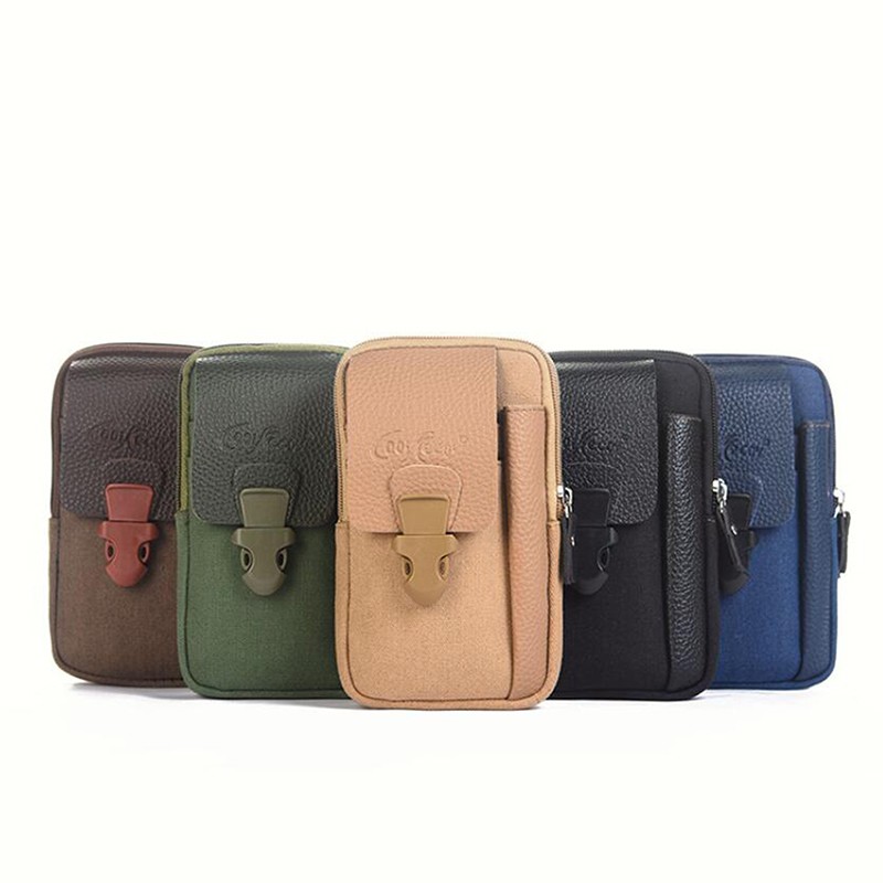 Fashion Men Waist Bag Casual Zipper Male Waist Pack Small Solid Color Phone Card Holder Packs Belt Fanny Purse