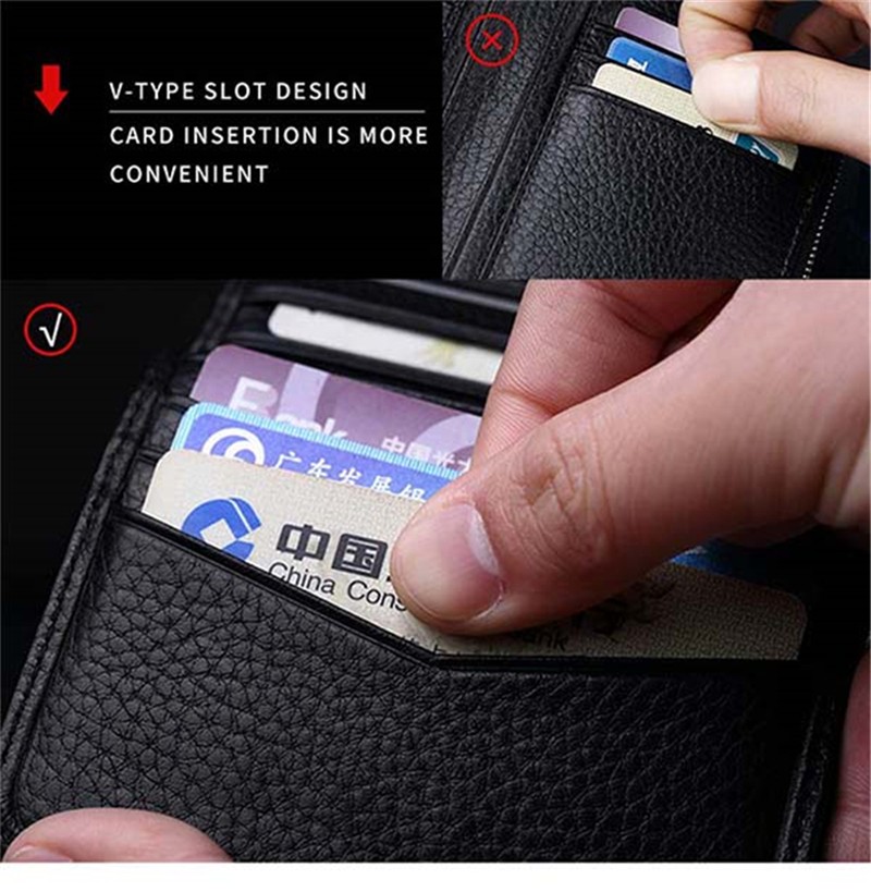 Williaampolo 100% Genuine Leather Men Wallet RFID Card Holder Wallets for Man Slim Small Wallet Small Money Bag Male Purses