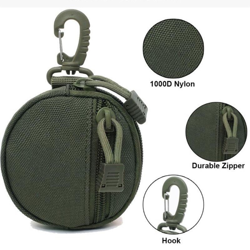 Portable Mini EDC Pocket Coin Purse Wallet Keychain Outdoor Sports Wireless Headphone Pack Waist Belt Carrying Bag with Hook