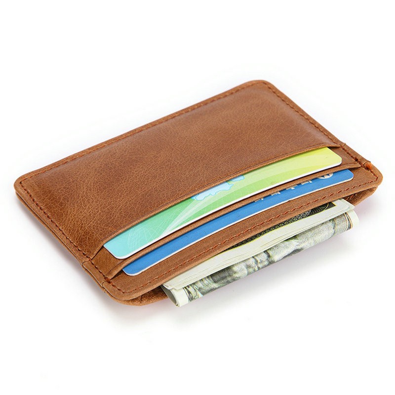 GENODERN Women and Man Genuine Leather Card Case Cowhide Slim Card Wallet Small Thin Card Package