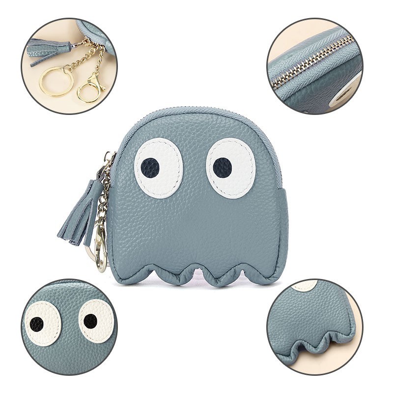 Creative Cartoon Coin Purse Mini Card Holder Female Ins Style Genuine Leather Wallet Clutch Bag Mini Key Holder for Girls Nice Gift