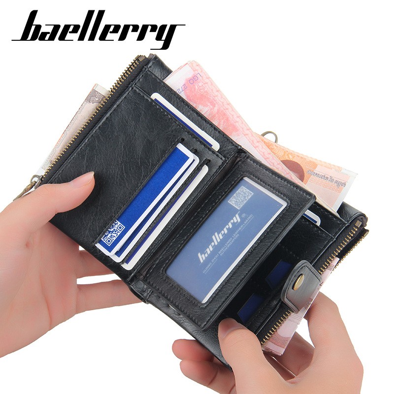 Retro Genuine Leather Men Wallet Fashion Zipper Soft PU Passport Passport Cover Coin Purse Credit Card Holder Short Slim Wallet for Men