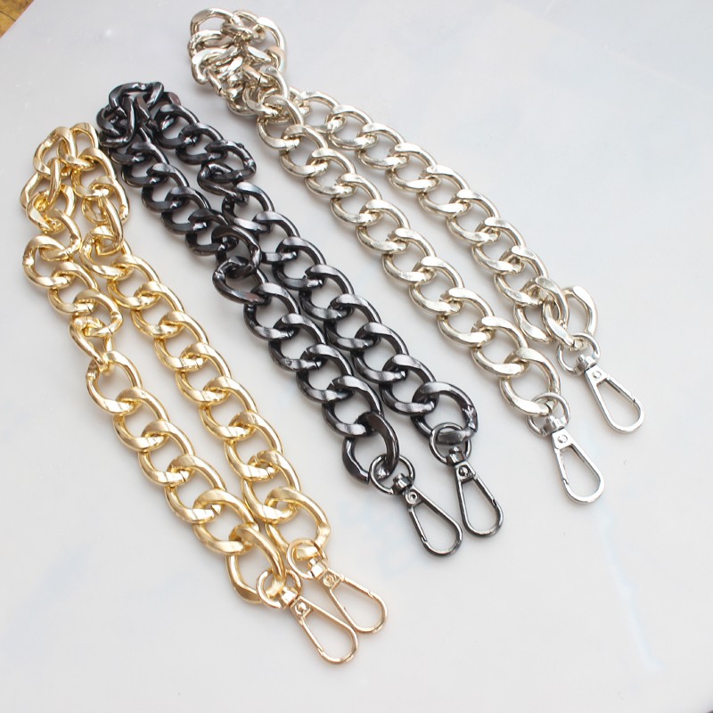 30/60/100cm Replacement Thick Metal Chain Aluminum Bag Handbag Strap Handle Silver Gold Black DIY Hardware Bag Accessories