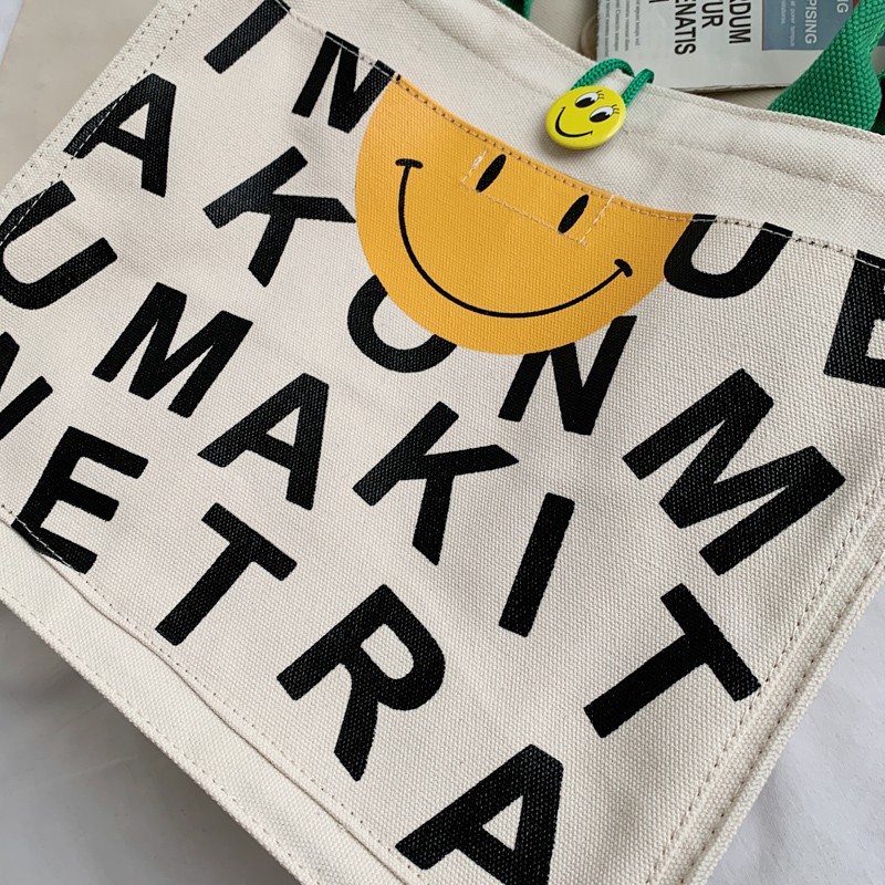 Women Bags Designer Handbags Simple Shoulder Bags For Women Large Capacity Casual Tote Female Smiley Buckle Canvas Bag Handbags