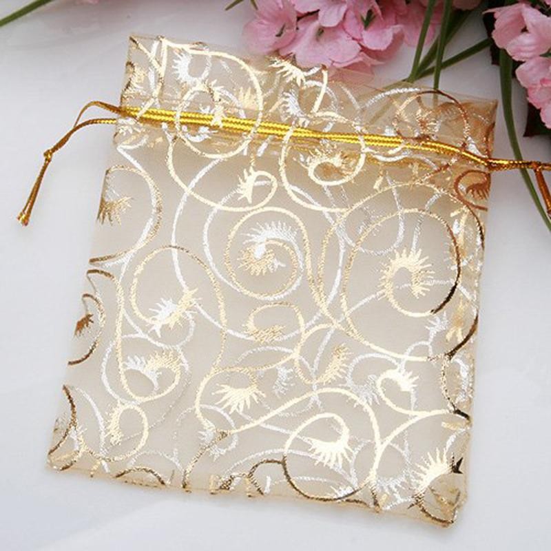 100pcs Fashion Organza Bags Nice Jewelry Packaging Bags Wedding Christmas Gift Pouches Bag 9x12cm