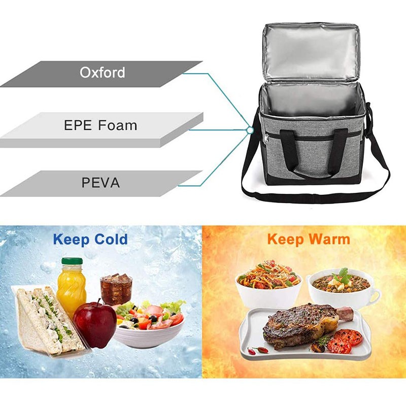 2 Layer Lunch Bag Leakproof Thermal Fresh Cooler Thermal Picnic Food Fruit Bag Insulated Lunch Bag For Men Women Kid School