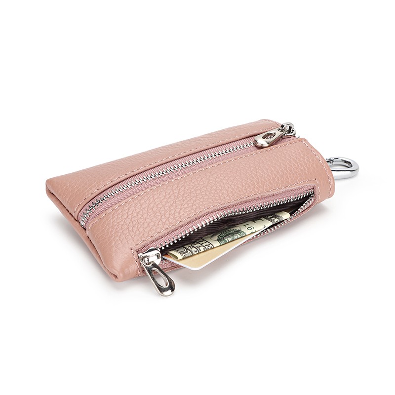 Women's key bag multifunctional leather home key bag 2-in-1 first layer cowhide storage wallet pocket waist car hanging bag