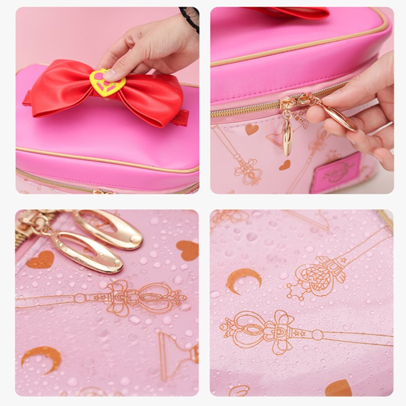 Japanese sailor moon make up bag leather cosmetic storage bag cute cartoon large capacity cosmetic bag