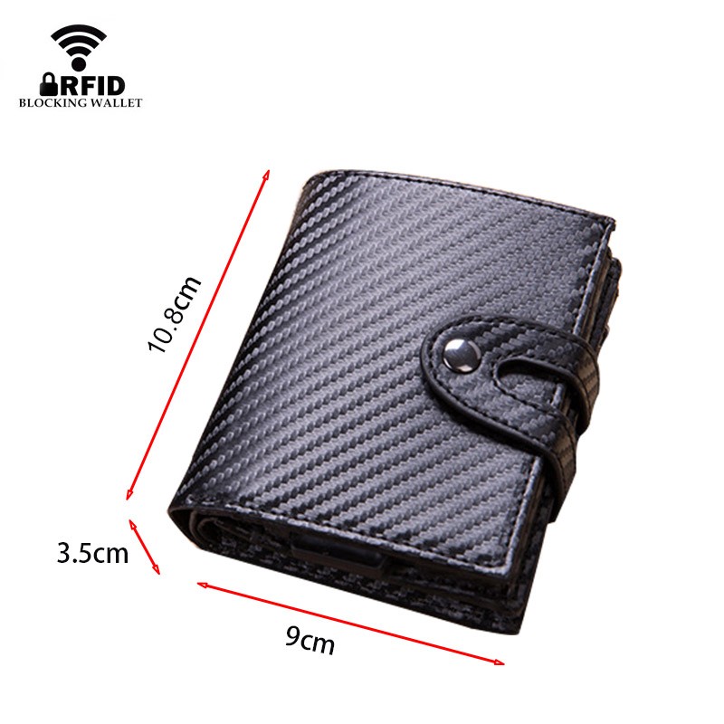 DIENQI - Large Credit Card Holder, Carbon Fiber Card Holder, Anti-magnetic, with RFID Lock, Minimal Security, Coin