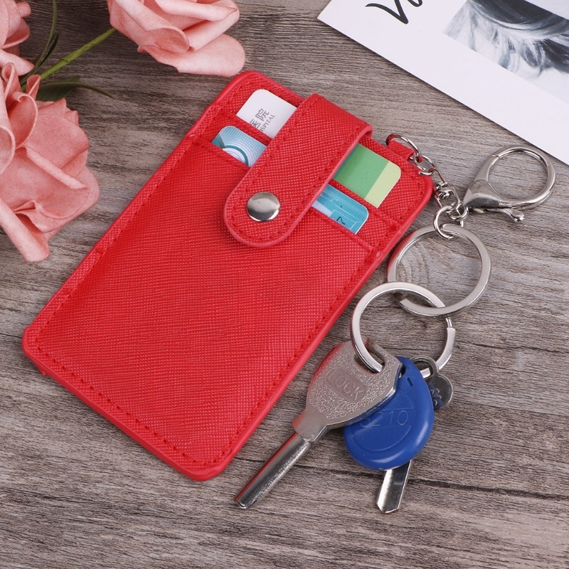 Women Mini Card Holder Portable ID Card Holder Card Cover Desk Work Keychain Keychain Tool