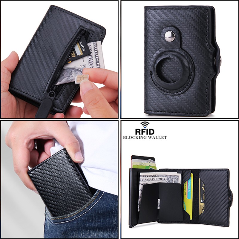 RFID Airtag Wallet Money Bag Mini Leather Card Holder Men Women Wallets Small Wallet Air Tags Pouch Bag for Apple AirTags Tracker