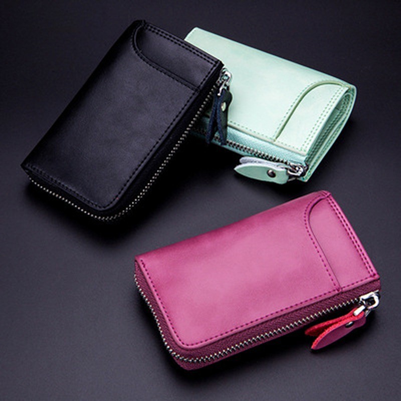 1pc Portable Leather Housekeeper Holders Car Keychain Key Holder Bag Case Unisex Purse Cover Simple Solid Color Storage Bag