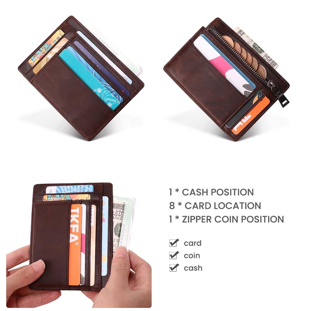 GENODERN جديد حامل بطاقات صغير مع سحاب عملة جيب محفظة صغيرة للرجال محفظة صغيرة للذكور بطاقة وظيفية المحفظة