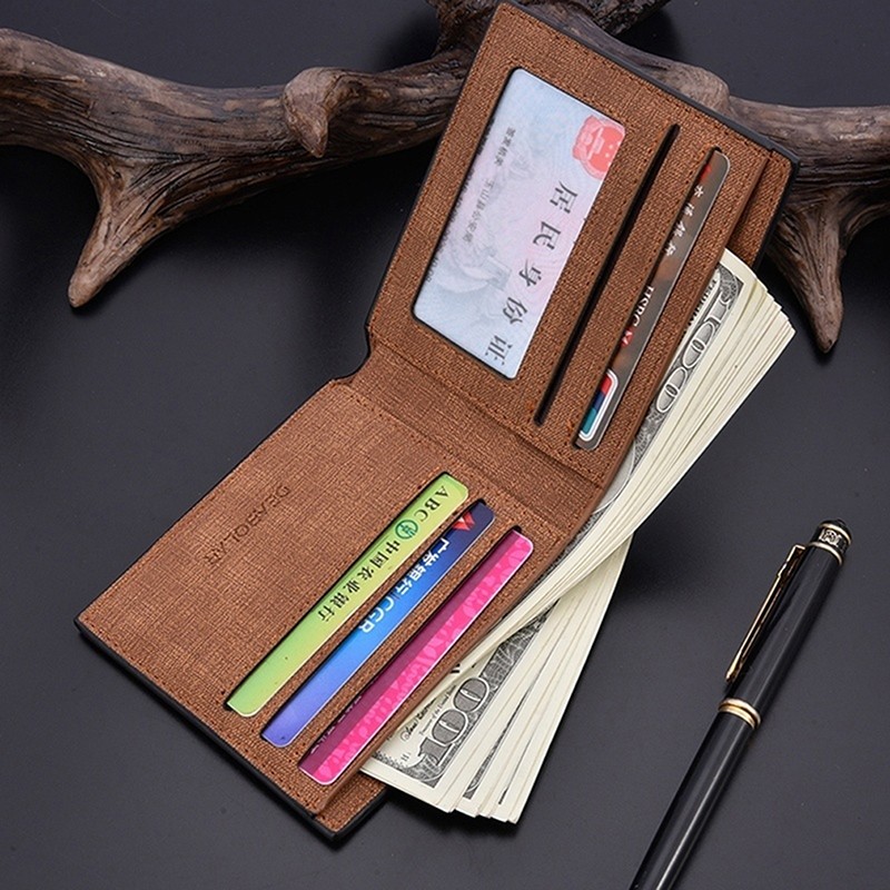 2022 minimalist men's wallet small wallet youth retro ultra-thin men's cross section wallet men's wallet wholesale price