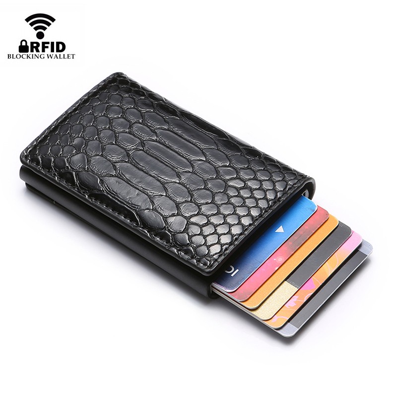 RFID Women Credit Card Holder Aluminum Metal Wallet Ladies Small Slim Business ID Card Holder Card Holder Bag Card Holders Pass Holder