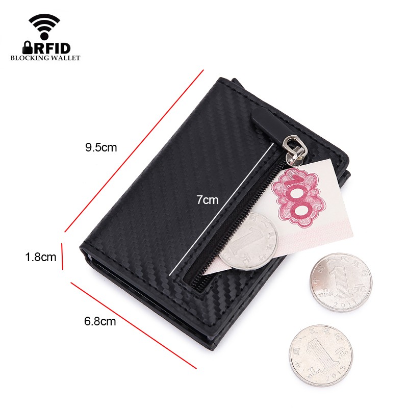 DIENQI RFID Carbon Fiber Leather Men Wallets Card Holder Money Bags Male Purses Slim Thin Small Wallet Black Walet for Men Gifts