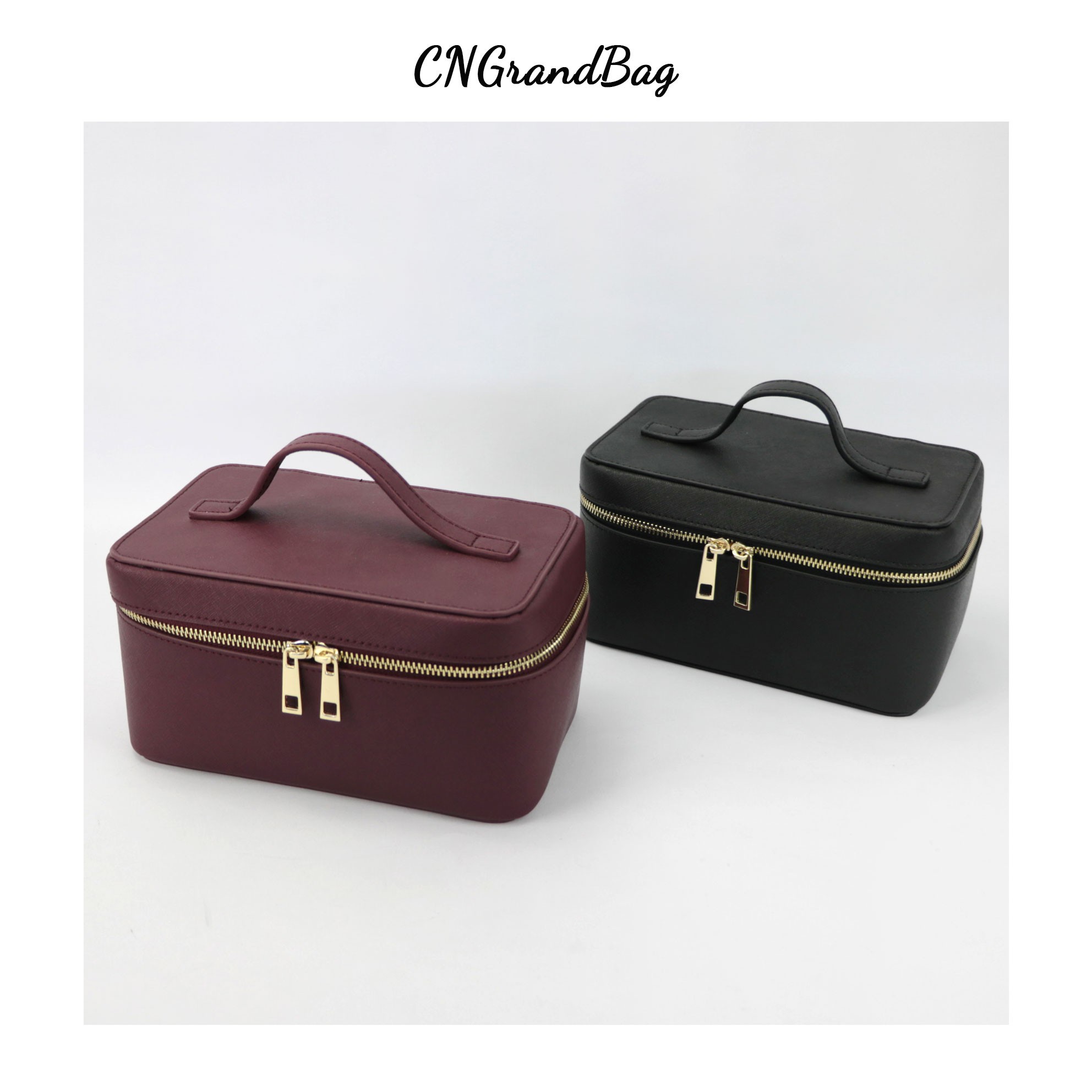 Ladies Saffiano Split Leather Travel Toiletry Bag Portable Hanging Makeup Organizer Box Toiletry Kit for Men Cosmetic Bag for Women