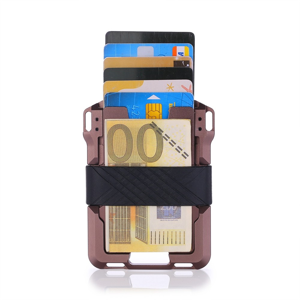 محافظ ألومنيوم معدنية للرجال ، حامل بطاقات RFID ، شريط مطاطي مرن ، محفظة ، محفظة بطاقات سحرية