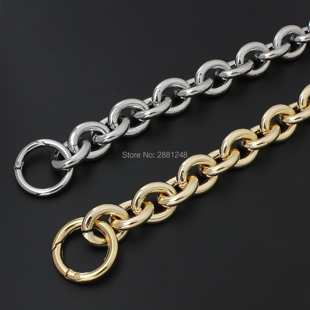 24mm thick round aluminum chain + spring ring light weight bags strap bag parts handles easy matching accessory handbag straps