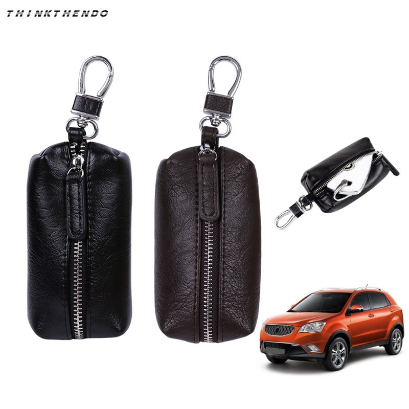 Men's PU Leather Key Wallet Unisex Zipper Wallet Car Key Holder Clip Home Nanny Holder