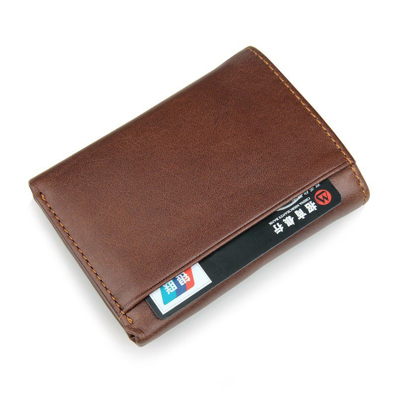 GENODERN Short Tri-fold Men's Wallet with Multi Card Holder Fashion Men's Wallet RFID Blocking Wallet Anti-scanning Leather Wallet