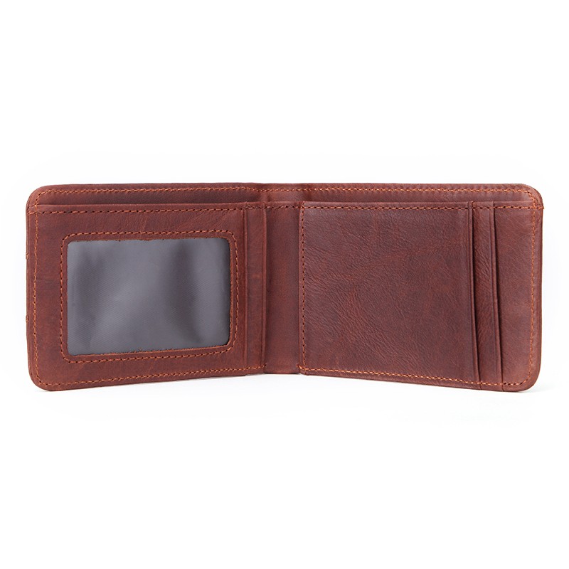 GENODERN Casual Small Wallet for Men Genuine Leather Male Slim Short Wallets Small Wallet with Card Holder Pocket Wallets