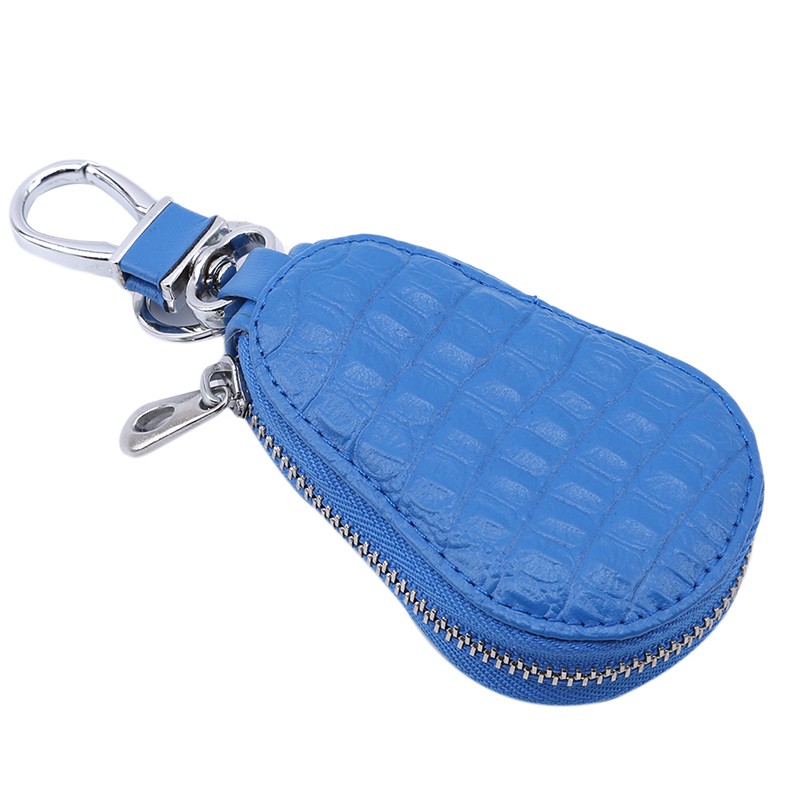 Unisex Genuine Leather Car Key Wallet Men and Women Keychain Fashion Zipper Keys Pouch Key Ring Car Key Storage Case 5 Colors