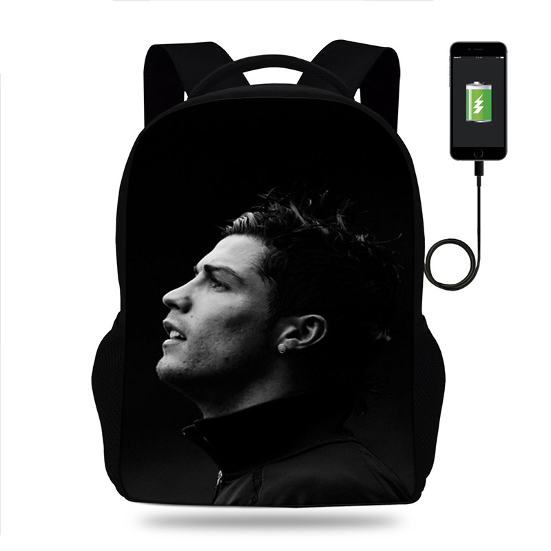 Cristiano Ronaldo - Multifunctional Backpack for Men and Women, Laptop Backpack with USB, School Travel Bag for Teenagers