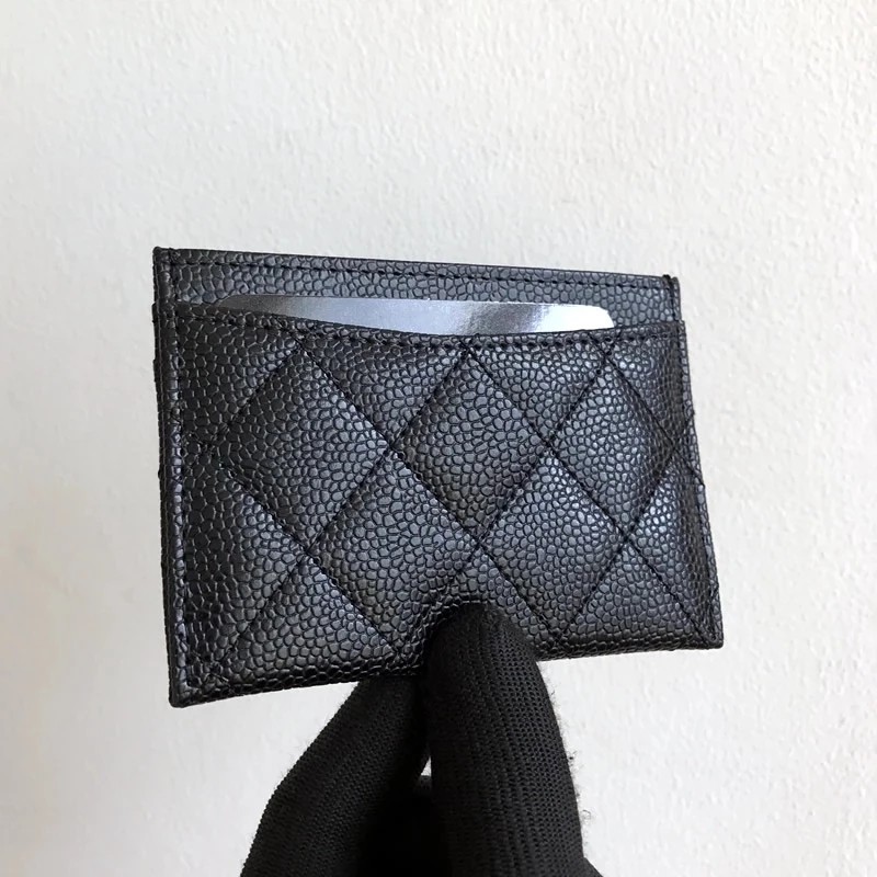 Fast Welivery Luxury Brand High Quality Leather Card Holder Diamond Pattern Unisex Wallet Caviar Sheepskin Classic Coin Purse