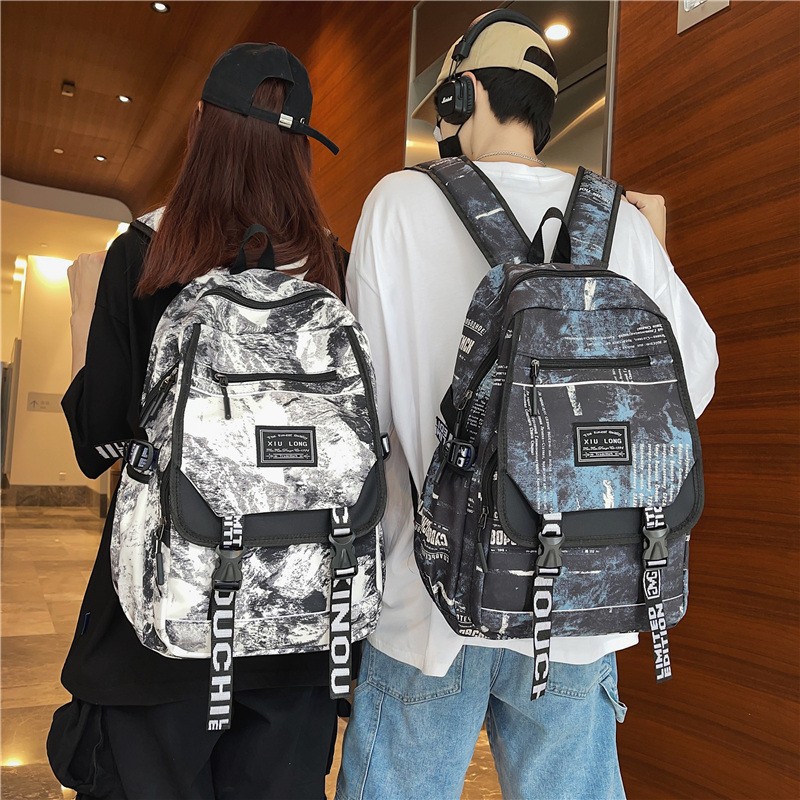 graffiti backpack laptop men canvas school bags teenage large cartoon letters printing backpacks travel bag sac mochila