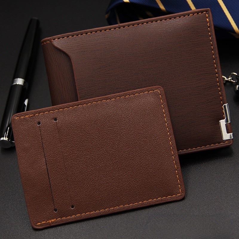 Multifunction Small Wallet Men Leather Wallets Iron Credit Card Holders PU Money Bag Vintage Leather Wallet Male