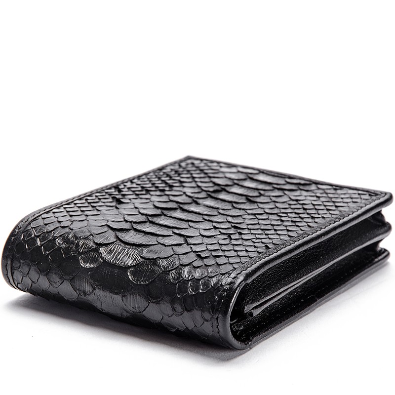 Luxury Genuine Leather Mens Wallet Quality Snakeskin Leather Wallet Men Brand Design Small Bifold Python Black Short