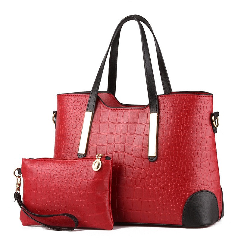 YINGPEI - Women's Vintage Shoulder Bag, Top-Handle Bag, Composite Crocodile Pattern, Leather Wallet