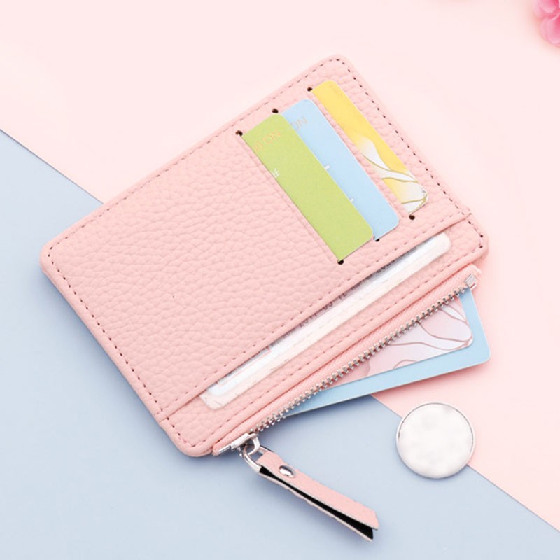 Small Ultra-thin Zipper Card Holder Solid Color Wallet Coin Purse Simplicity Credit Card Organizer Mini Wallet ID Card Holders